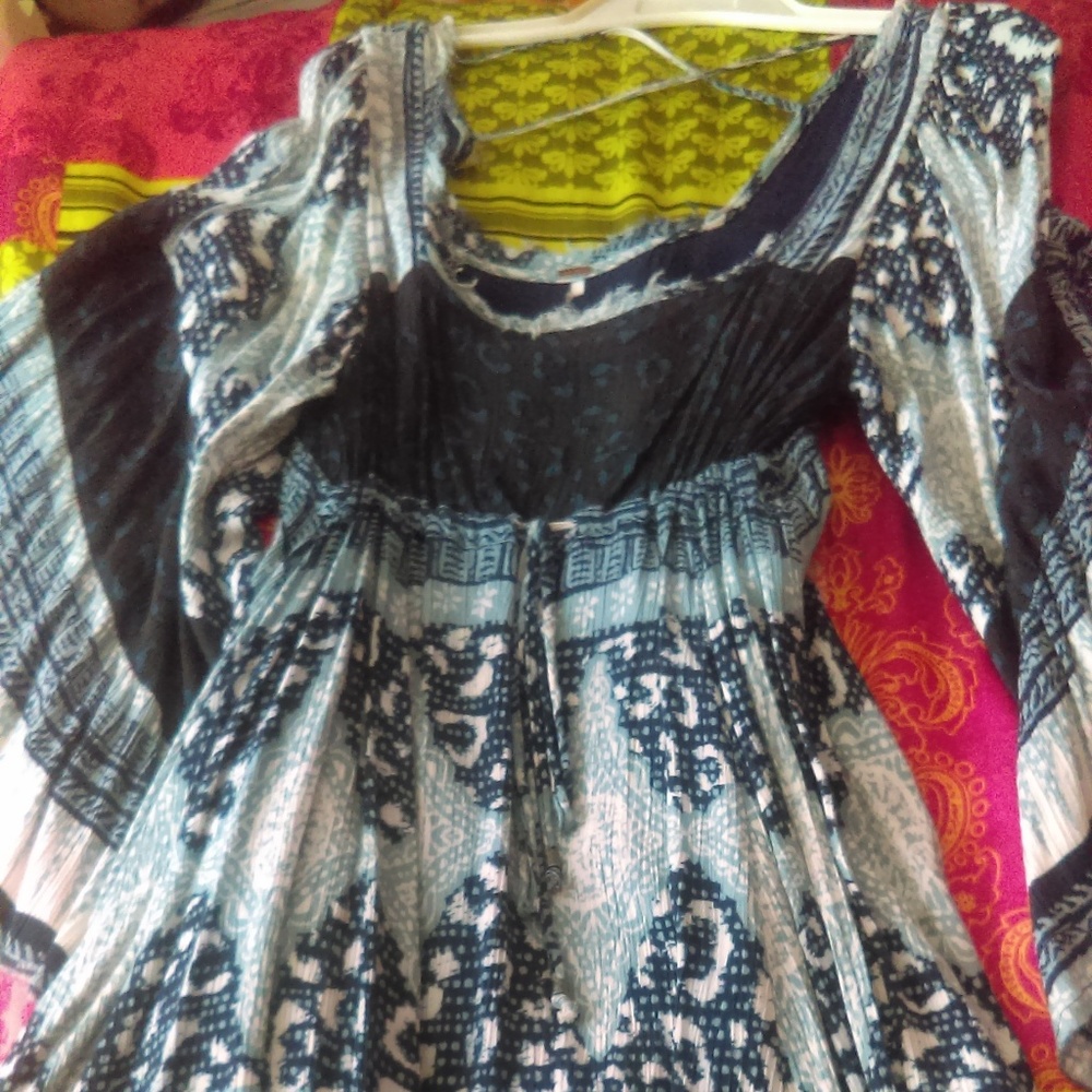 Free people boho blue tribal dress